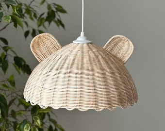 Rattan Cute Bear Chandelier &gt; Pendant Light &gt; Nursery Lamp &gt; Lighting Ceiling Light