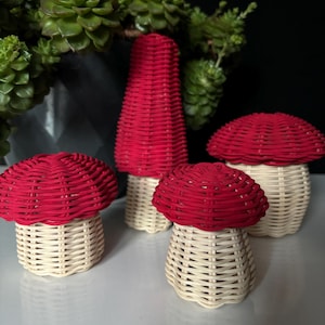 Decorative rattan mushroom house,cute kids room decor, natural wicker handmade basket toy