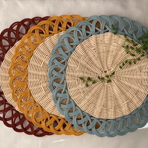 Set Of 3 Rattan Wall Decor Ethnic Pattern Mediterrenian Boho Decor Wall Hanging