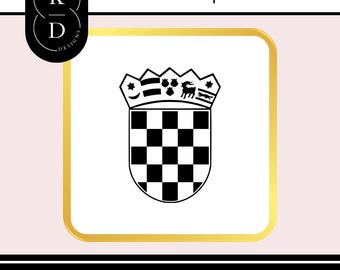 Croatian Coat of Arms SVG & DXF | Hrvatski Grb | Cut File | National Sign Symbol Graphic Vector CAD Data File Digital Download