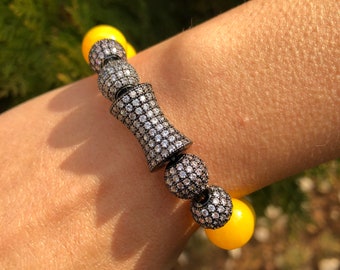 Jade Bracelet, Yellow Jade Stone Bracelet, Gemstone Bracelet For Protection,Unique Bracelet For Women,Big Bold Bracelet Mothers Day Gifts