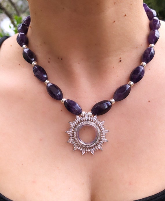 Amethyst statement necklace deals
