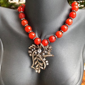 Chunky Necklace,Art Deco Agate Necklace,Antique Style Agate Necklace Mothers Day Gift,Healing Necklace Gift For Wife