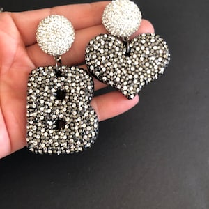 Chandelier Ohrringe, Oversized Buchstabe B und Herz Ohrringe, Strass baumeln und Drop Party Ohrringe Geburtstag Geschenke für Frauen