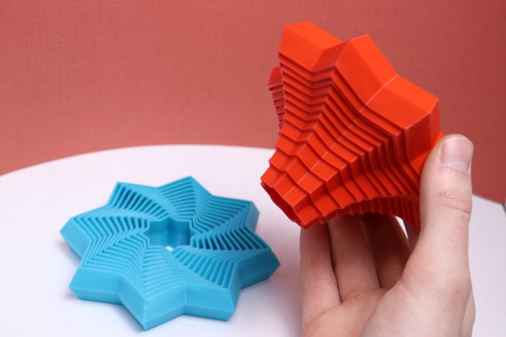 3D Printed Fractal Fidget Star | Glow in the Dark Available! | - Multiple Colors!