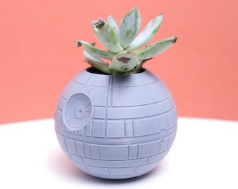 3D Printed Mini Death Star Planter | Succulent Planter | - Multiple Colors and Sizes!