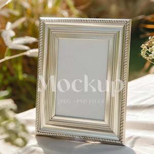 4x6 Gold Frame Wedding Table Number Mockup, Outdoor Wedding Gold Frame Mockup, Smart Object PSD + JPEG, Wedding Sign, Wedding Mockup PSD