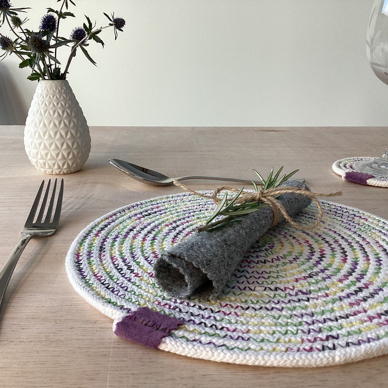 Amfyn Ribbed Cotton Place Mats Sets (Purple)