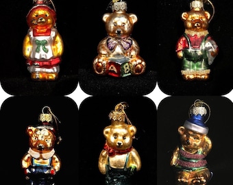 Vintage Thomas Pacconi Teddy Bear Glass Christmas Ornament