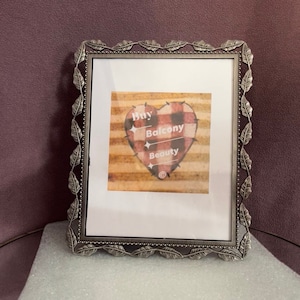 Vintage Pewter Picture Frame: Leaf Beaded Decor, 9.5x7.5 Photo