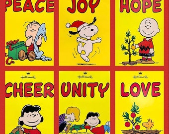 Poster de Noël Peanuts Gang : art de la présentation vintage Hallmark Store