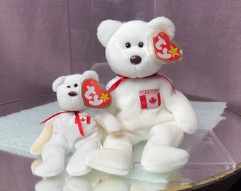Vintage Ty Beanie Baby Maple Bear Set: Canada Patch Flag, MWMTMQ