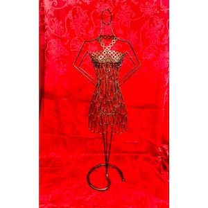 Fashion Mannequin Scalloped Metal Female Dress Form Giacometti Style Art, Eclectic Home Decor Minimalist Home Accents, Decorative Mannequin