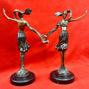 Bronze Sculpture Tribute to Erté In the Style of Flames of Love, Dancer Bronze Statue, Home Accents, Cold Painted Bronze Woman, Fine Art