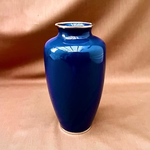 Antique Ando Japanese Cloisonné Vase, Blue Flower Vase, Ikebana Floral