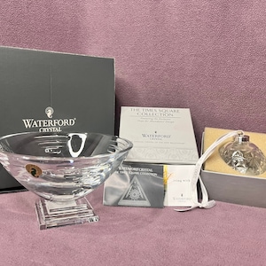 Waterford Crystal Ornament Times Square, Waterford Metropolitan Bowl Centerpiece, Waterford Crystal Millenium Hope Sphere Hanging Ornament