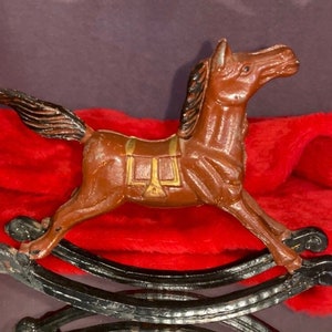 Carousel Rocking Horse Wrought Iron, Rocking horse figurine, Vintage Rocking horse, Collectible Iron Rocking horse, Equestrian Horse Decor