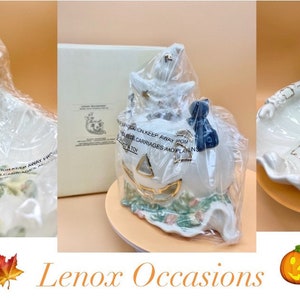 Lenox Occasions Halloween Candy Dish: Ghost, Witch, Scarecrow - 24k Gold Accent