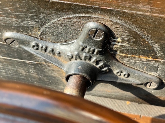 Antique Charles Parker Piano Stool: Victorian Embroidered Swivel