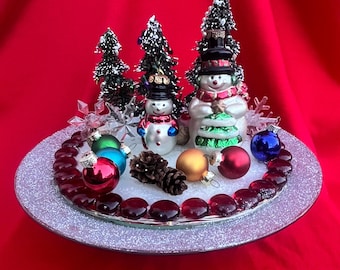 Handgemaakt roterend kerstdorp, vintage Winter Wonderland-pronkstuk
