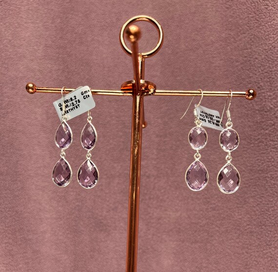 Sterling Silver Amethyst Dangle Earrings: Februar… - image 10