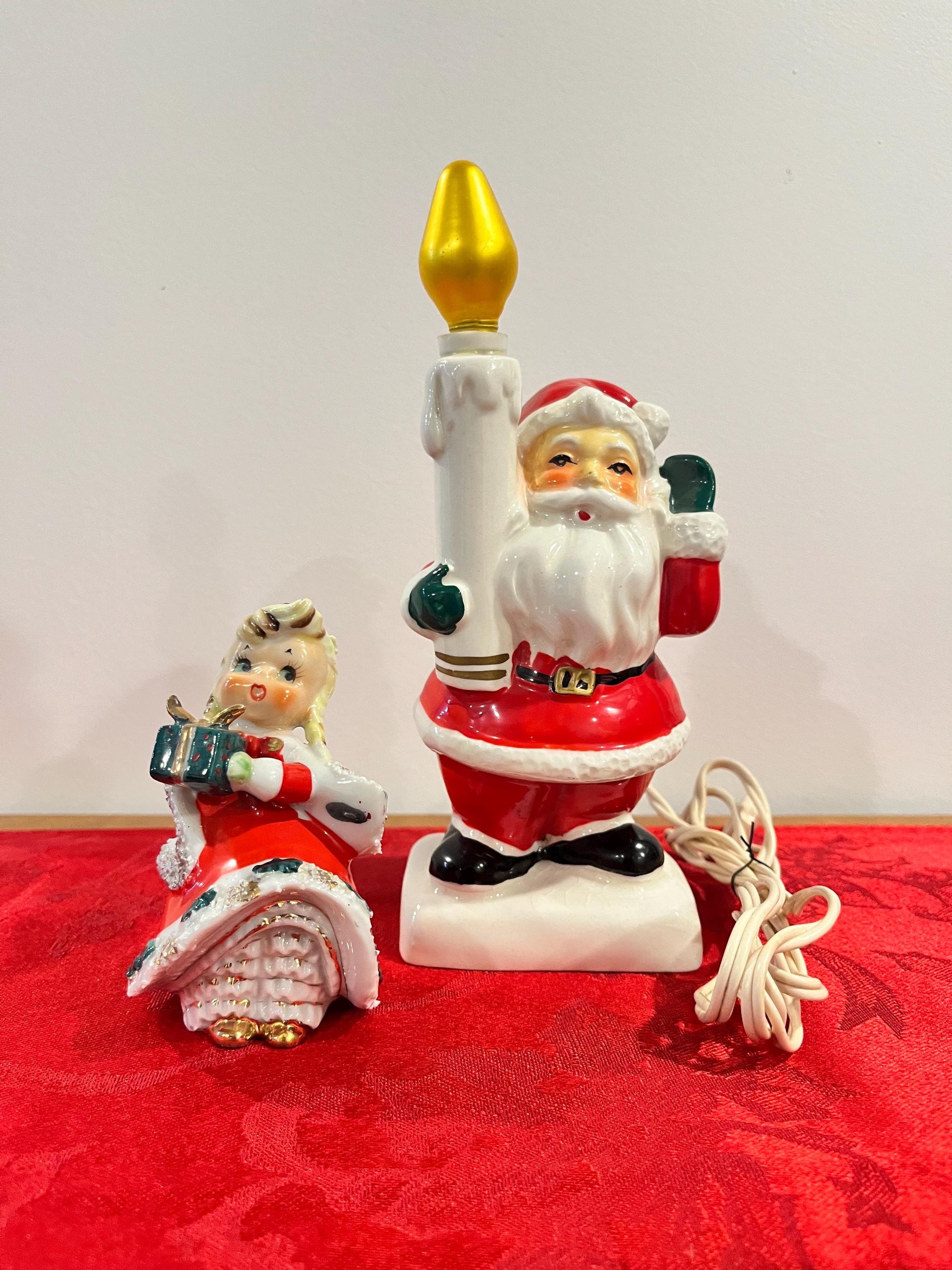 Vintage Lefton Japan: Santa Lamp & Bloomer Girl Figurine - Etsy