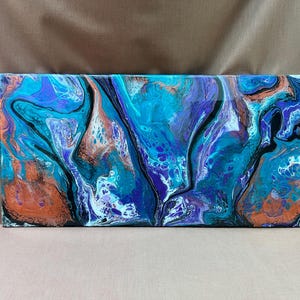 KrystleKreated Acrylic Painting Fluid Wall Art, Purple Emerald Copper Home Decor, Porcelain Paint Pour, Upcycled Art, Abstract Painting