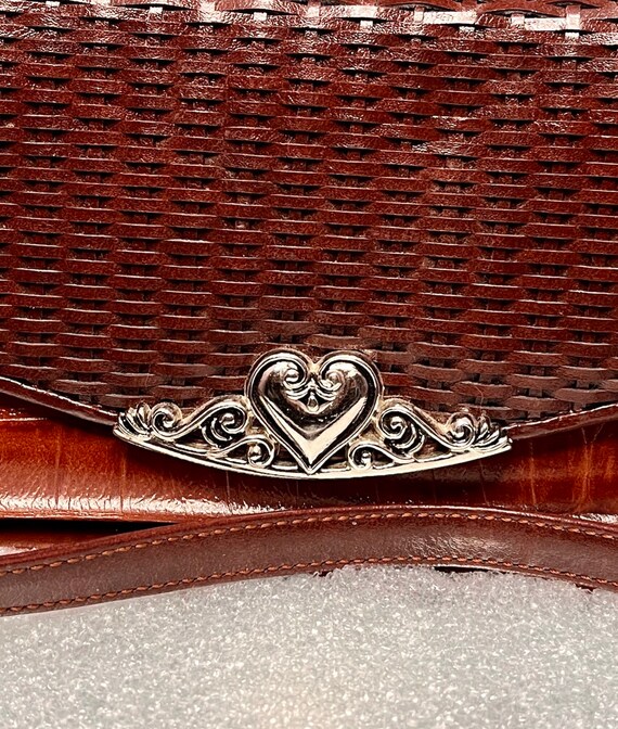 Leather Trifold Purse Wallet, Silver Heart Accent… - image 3