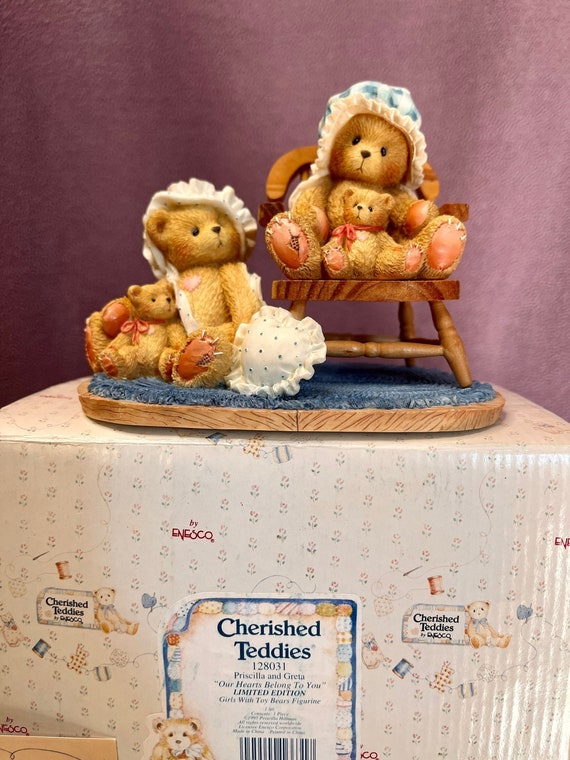 Autographed Cherished Teddies Figurine: Priscilla & Greta