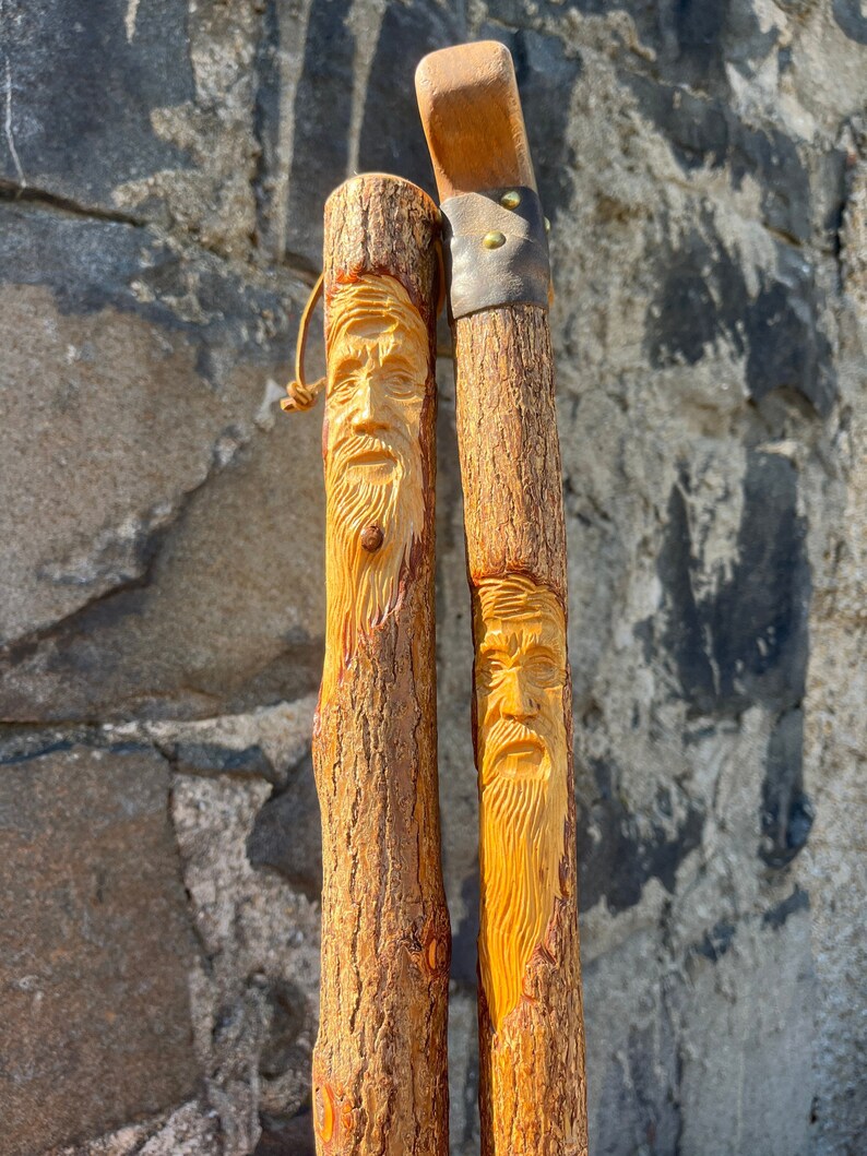 Broom With Tree Spirit Carving Natural Wood Broom Wood Etsy
