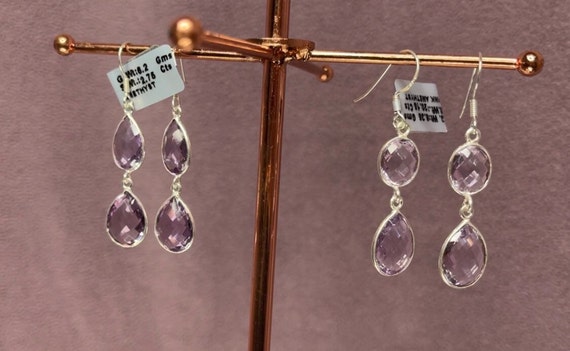 Sterling Silver Amethyst Dangle Earrings: Februar… - image 5