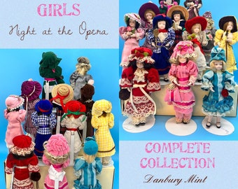 Gibson Girls Porcelain Dolls Miniatures, The 12 Gibson Girls Night at the Opera Danbury Mint Complete Collection, Gibson Girls Danbury Mint