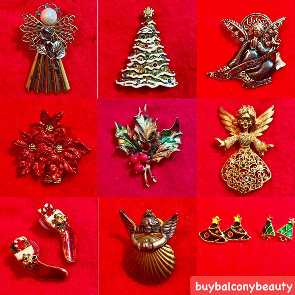 Christmas Jewelry, Stocking Stuffers, Secret Santa, Holiday Brooch Earrings Lapel Pins, Angel Brooch, Festive Nativity Jewels, Gift For Her