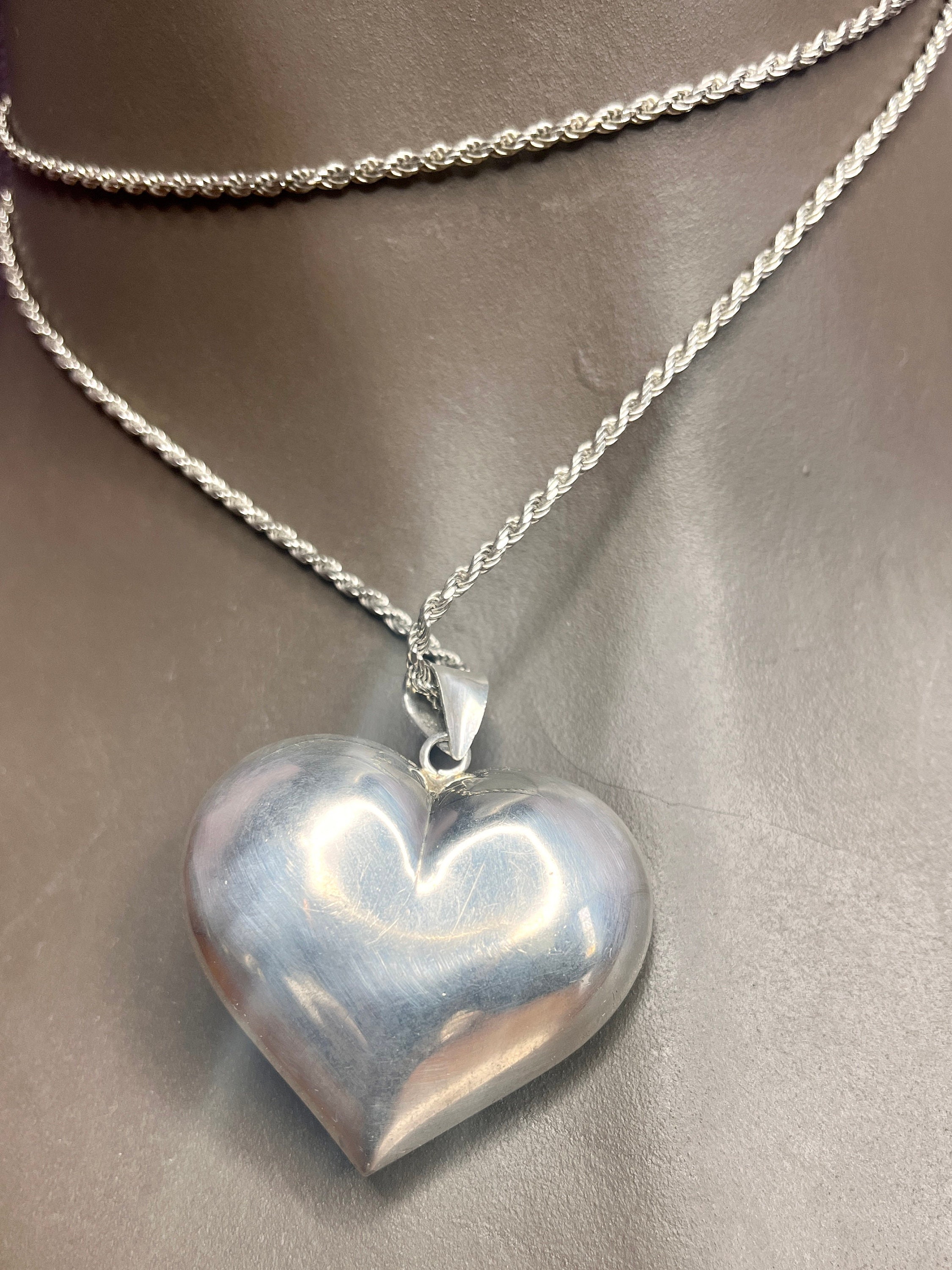 Bubble Heart Pendant Etched 30