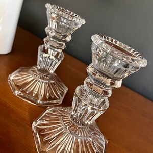 Vintage Crystal Candlestick Set: Hand-Cut Glass, Elegant Decor