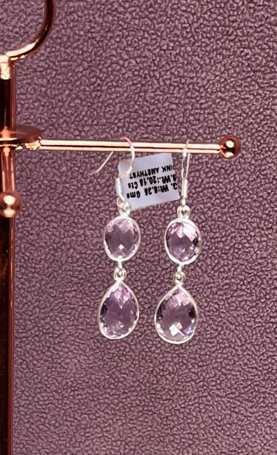 Sterling Silver Amethyst Dangle Earrings: Februar… - image 3