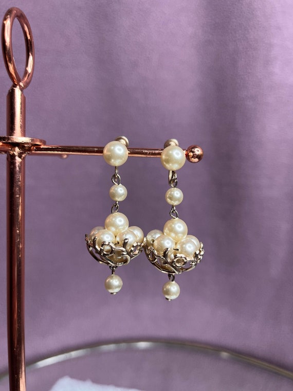 Antique Chandelier Pearl Earrings, Pearl Earrings 