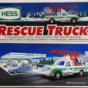 NEW 1994 ©Hess Rescue Truck Toy Collectible, Hess Trucks Christmas Tradition Toy for Girls and Boys, Hess Trucks Emergency Vehicle Toys