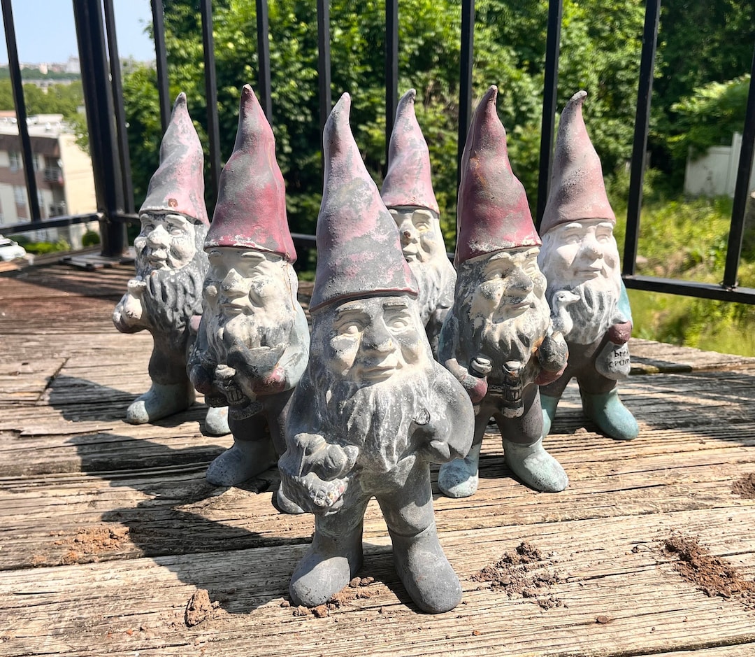Garden Gnomes Cast Iron Collection Gnomes Yard Art Home Etsy
