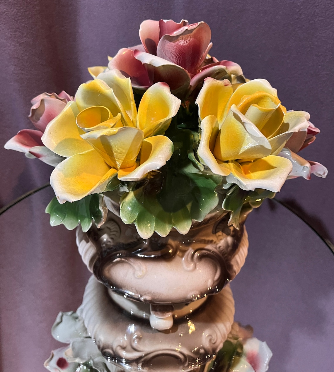 Capodimonte Flower Basket Antique Roses Capodimonte Italian Etsy