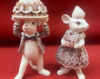 Gingerbread Christmas Mouse Ornaments Set, Cottagecore Christmas, Whimsical Dessert Mice Decor, Holiday Keepsake,  Handmade Gingerbread Art
