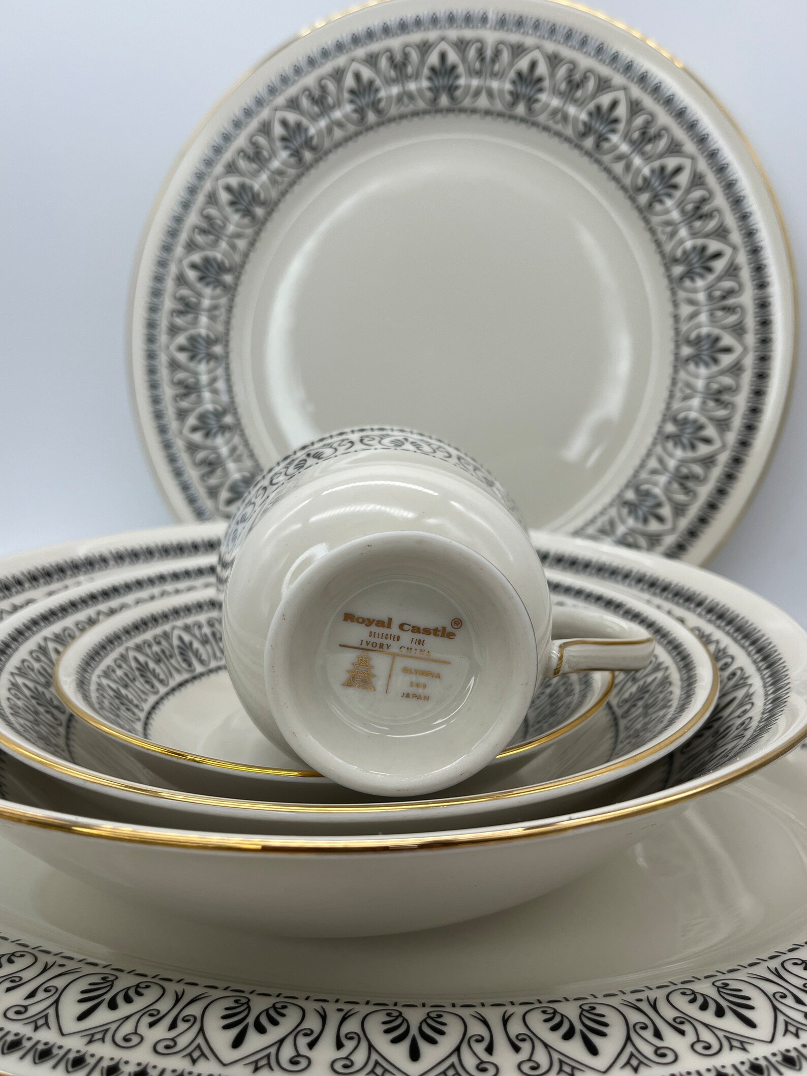 NEW Royal Castle Fine Ivory China Set Olympia Pattern 57 Pc Etsy