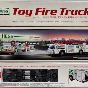 NEW 1989 ©Hess Fire Truck White Collectible Toy, Hess Trucks Family Tradition Collectible Toys, Hess Toy Trucks Christmas Toys for all Ages