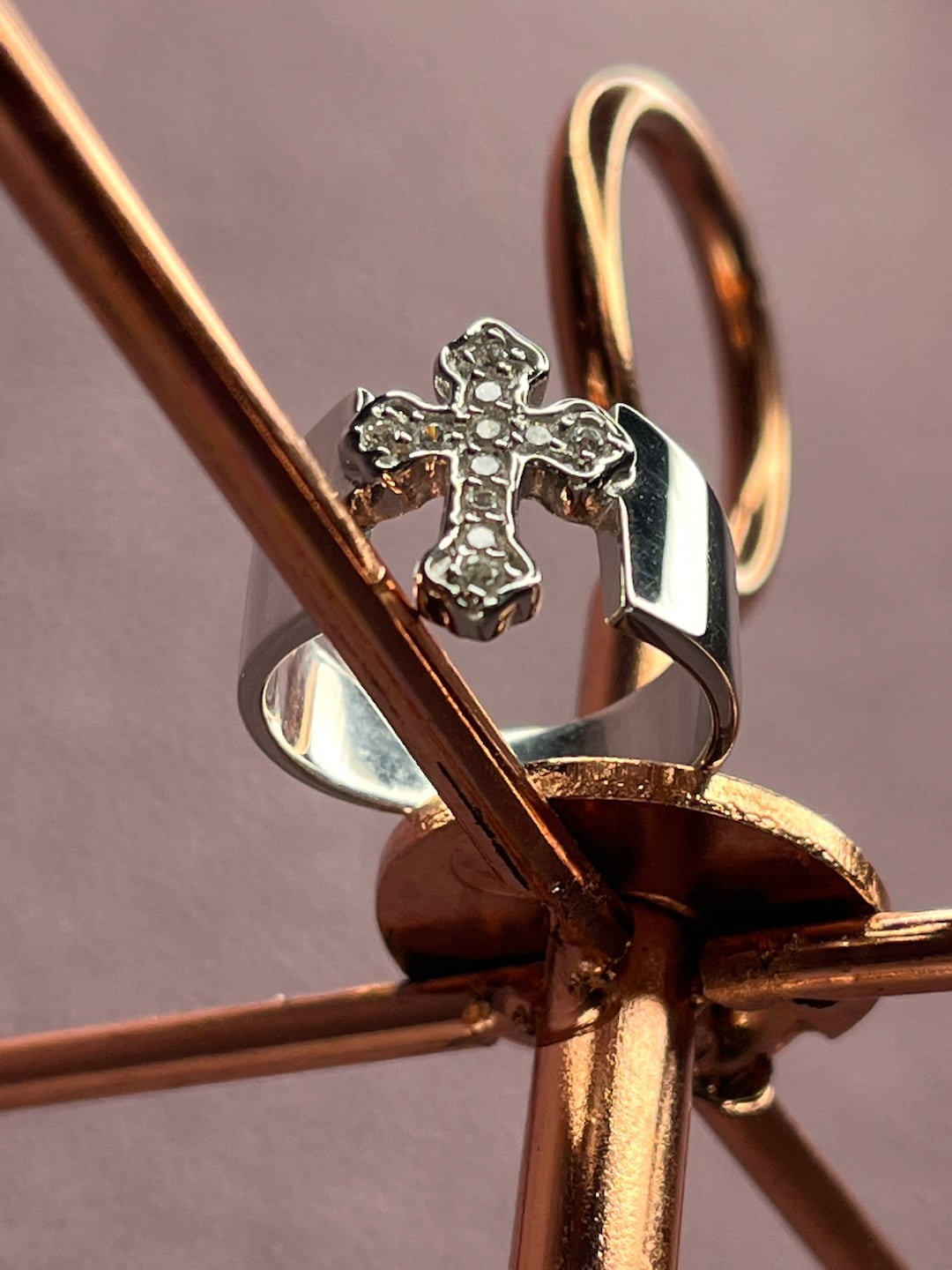 Cross Patte Ring, SZ 5, Sterling Silver, White Cubic Zirconia