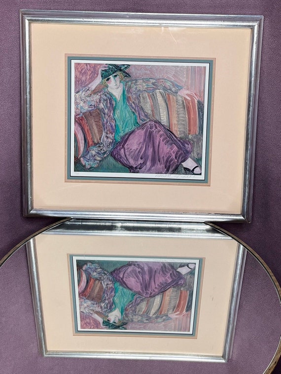 絵画 Barbara Wood Barbara A Wood Lithograph: Pensive Woman, Signed & Numbered