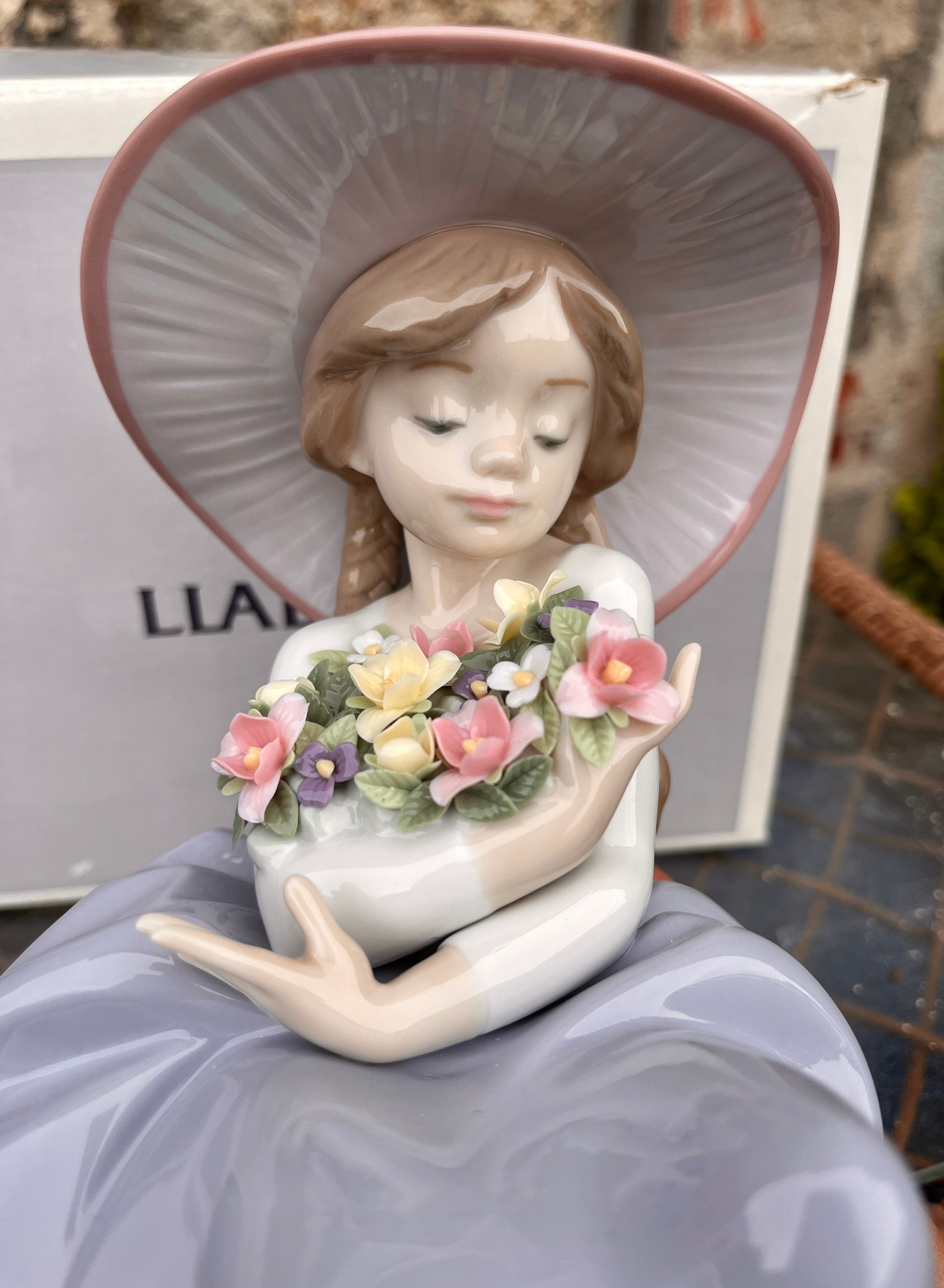 Official Lladró Porcelain Figurine Fragrant Bouquet Girl Etsy