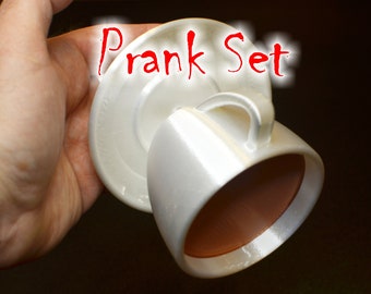 Set scherzo con tazza da caffè capovolta: regalo divertente stampato in 3D