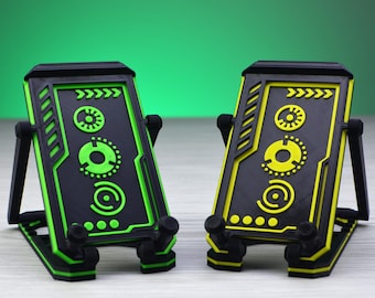 Telefoonstandaard – futuristische mobiele standaard, opvouwbaar en verstelbaar, op apocalyps geïnspireerd cyberpunkaccessoire