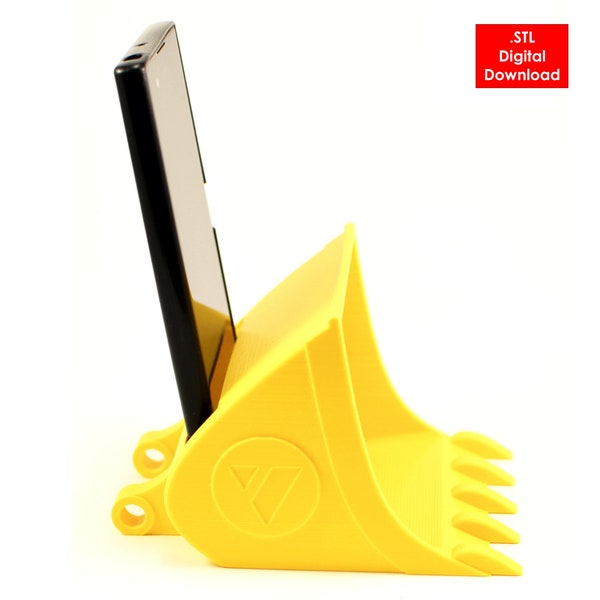 Phone Stand Sound Passive Amplifier, Phone speaker, With Excavator Bucket style, STL files for 3D printing. Digital Download.