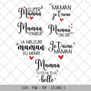 Pack Fichiers SVG Fête des Mères – Citations Françaises | Découpe Cricut, Silhouette | Maman, Amour, SVG en français